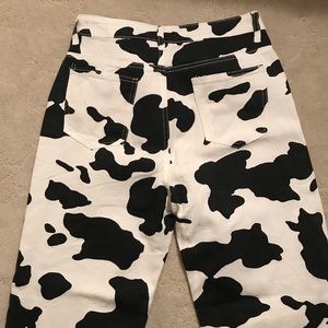 Women teen cow print wide-led pants